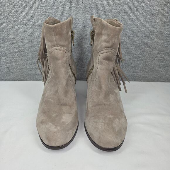 SAM EDELMAN LOUIE TAUPE SUEDE FRINGE ANKLE BOOT – WOMEN’S SIZE 10 – 3" HEEL - Picture 9 of 12